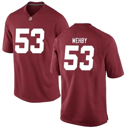 Game Men's Kade Wehby Alabama Crimson Tide Crimson Football College Jersey -